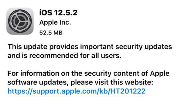 偏关苹果手机维修分享iOS12.5.2发布，建议所有老苹果用户安装 